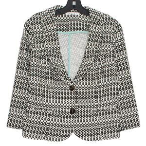 Cabi Womens Jacket Blazer Du Jour 3/4 Sleeve Circle Print Black White Size 6 MD